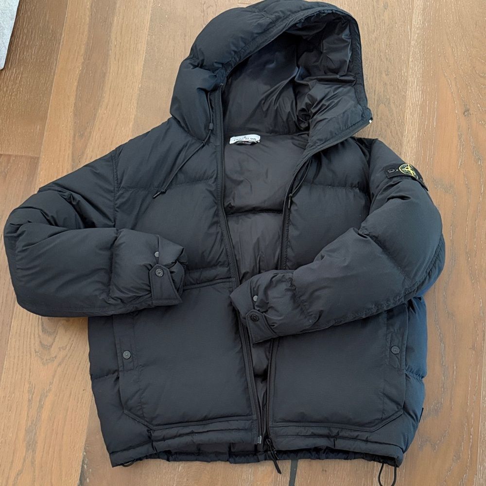 Stone island - Black Hooded Puffer Jacket